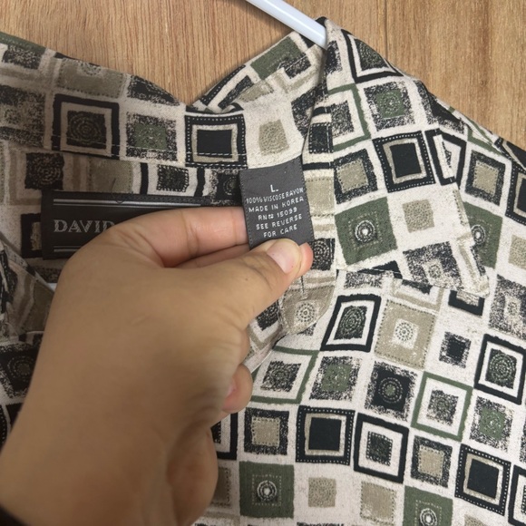 Vintage men’s David Taylor Geometric Pattern Shirt button down size L - Picture 3 of 6